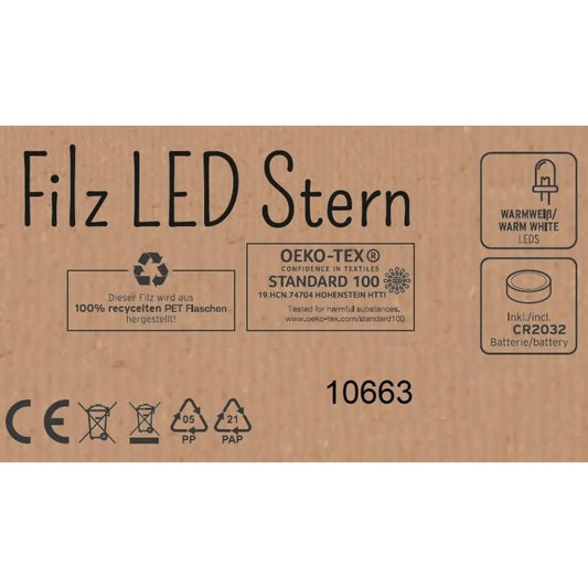 Stelle di feltro a LED – set da 3 in grigio e antracite