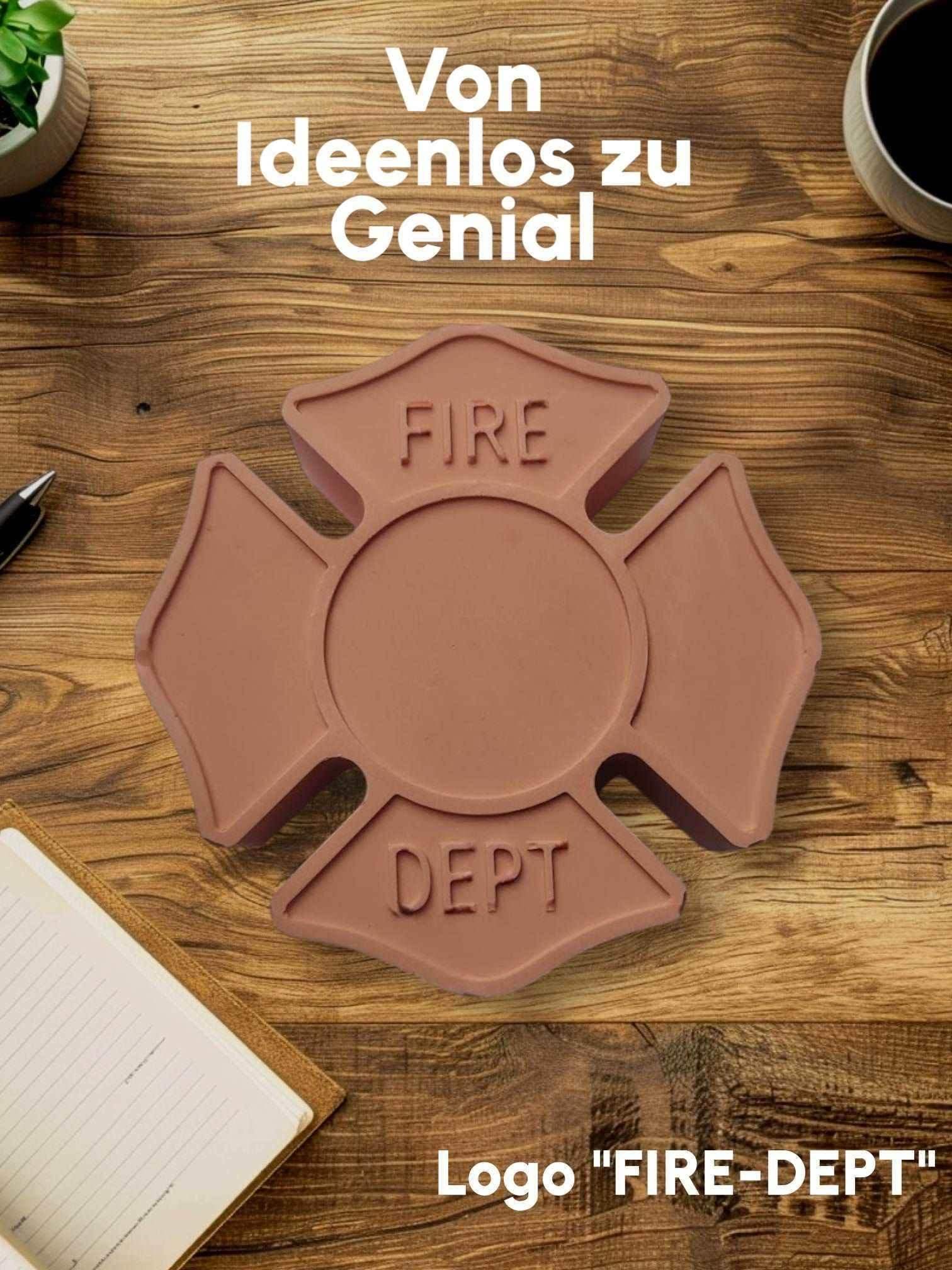 Handgefertigtes Feuerwehrabzeichen im Malteserkreuz-Design als Symbol-Deko und Geschenkidee