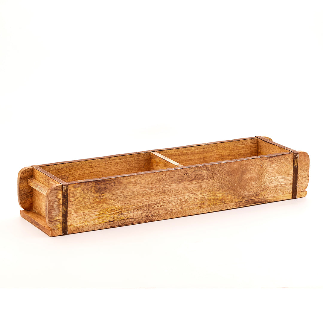 Lange Ziegelform mit 2 Fächern – Vintage-Holzdeko